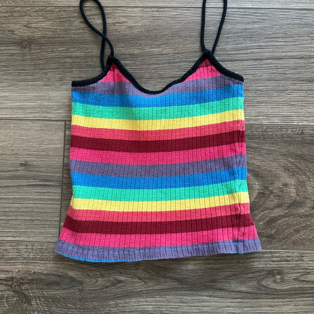 Topshop Rainbow Striped Tank Top